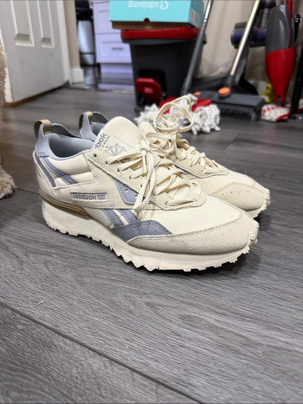 Reebok Cream and Gray Retro Runner Sneakers